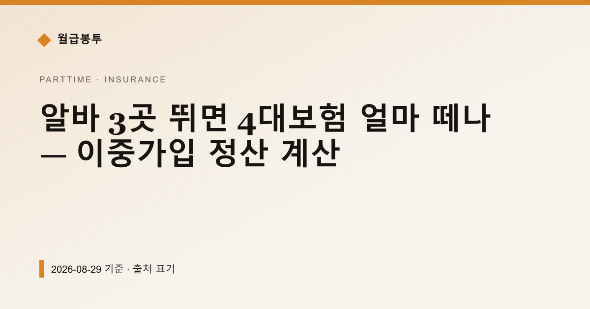 알바 3곳 뛰면 4대보험 얼마 떼나 — 이중가입 정산 계산 — 4대보험료 안내 이미지