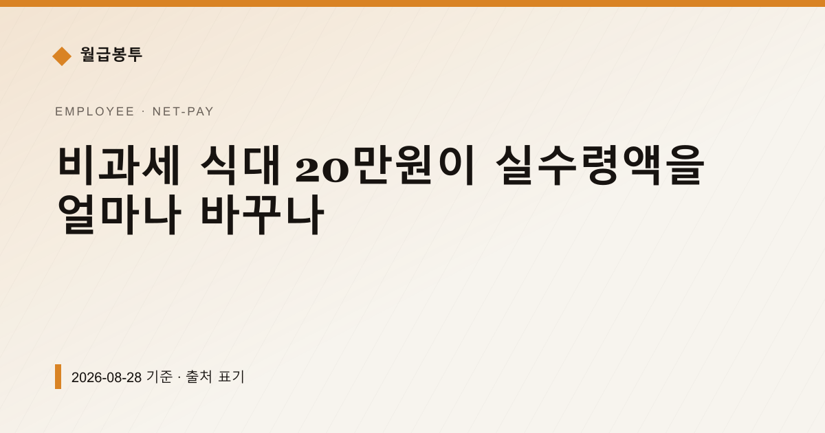 비과세 식대 20만원이 실수령액을 얼마나 바꾸나 — 실수령액 안내 이미지