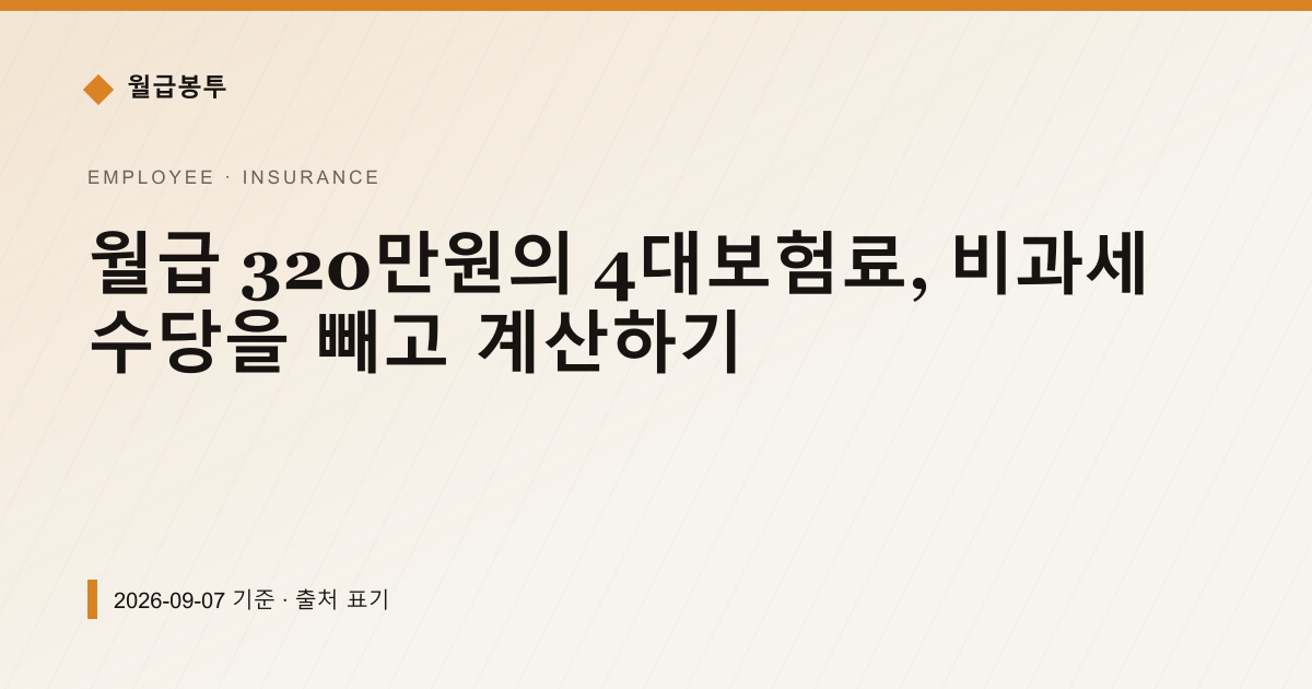월급 320만원의 4대보험료, 비과세 수당을 빼고 계산하기 — 4대보험료 안내 이미지