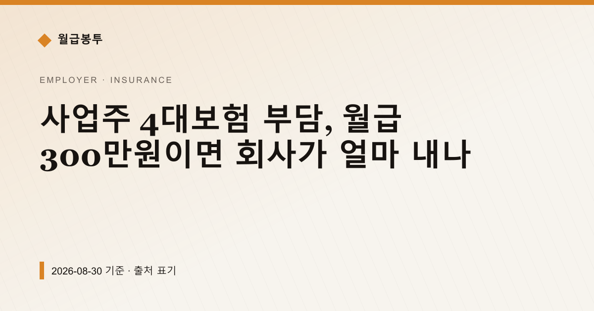 사업주 4대보험 부담, 월급 300만원이면 회사가 얼마 내나 — 4대보험료 안내 이미지