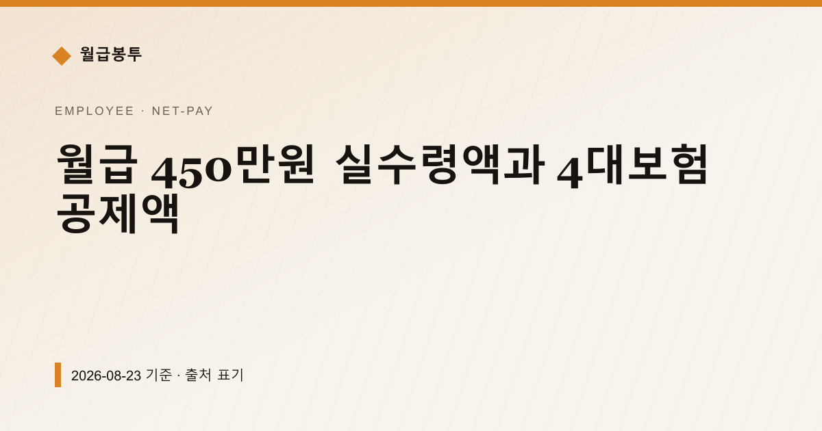 월급 450만원 실수령액과 4대보험 공제액 — 실수령액 안내 이미지