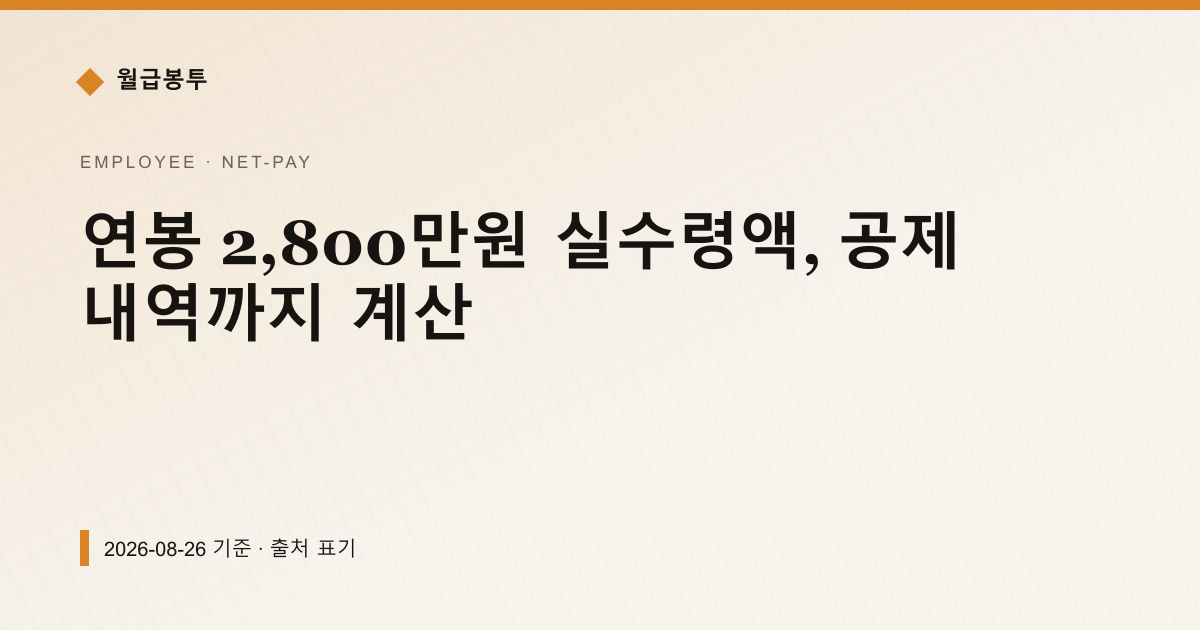 연봉 2,800만원 실수령액, 공제 내역까지 계산 — 실수령액 안내 이미지
